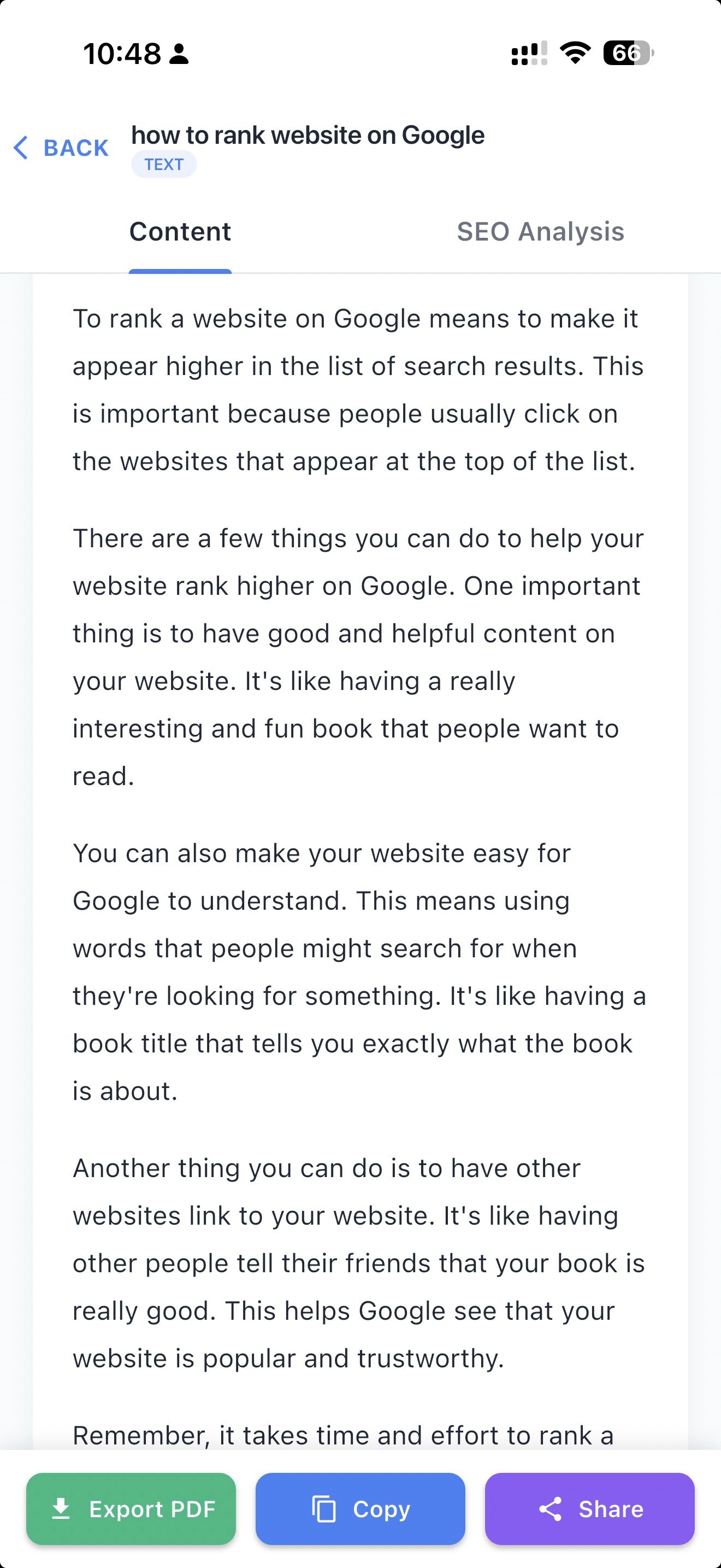 AI Content Generation Interface